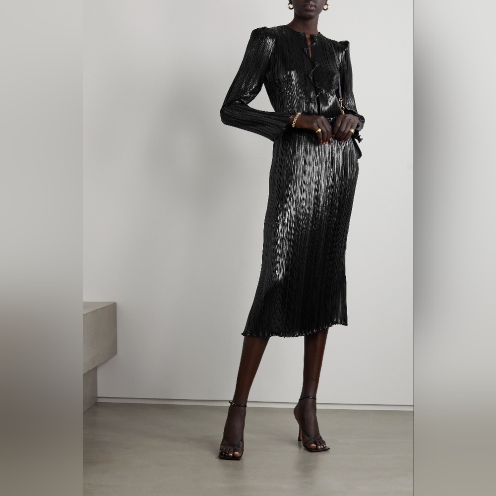 ALTUZARRA Corra Knotted Plissé-lamé Midi Dress